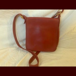 Red leather Coach crossbody purse